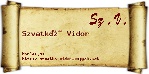 Szvatkó Vidor névjegykártya