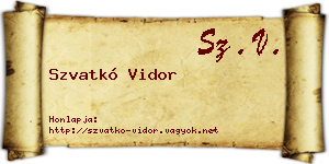 Szvatkó Vidor névjegykártya